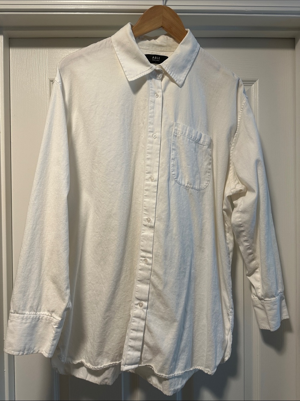 ABLE Harris Oversized White Button-Down Shirt